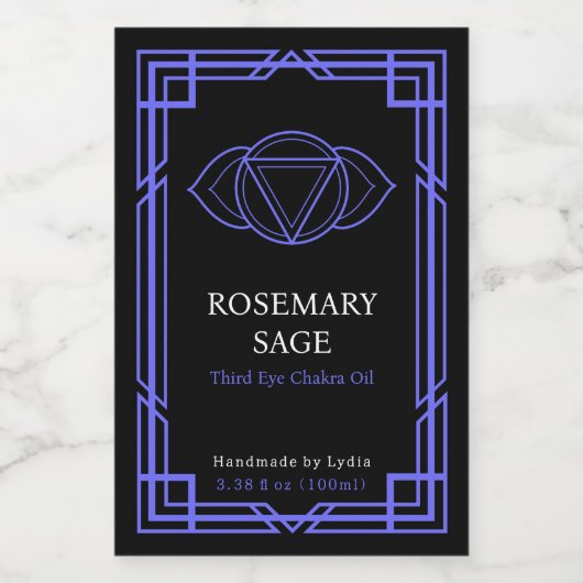 Custom Ajna Third Eye Chakra Essential Oil Label ワインラベル (シングルラベル)