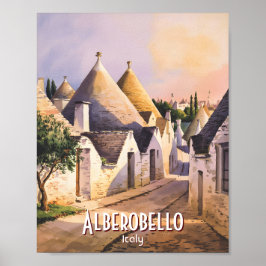Custom Alberobello Trulli House Italy Watercolor ポスター