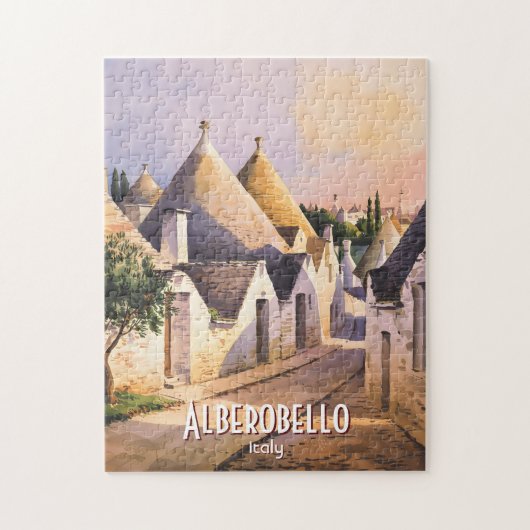 Custom Alberobello Trulli House Watercolor Travel ジグソーパズル (縦)