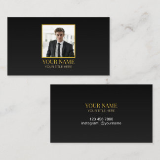 Custom All Black and Gold Best Luxury Photo Name コーリングカード