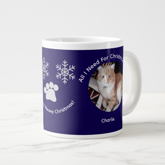 Custom All I Need Cat Photo Specialty Mug ジャンボコーヒーマグカップ (正面右)