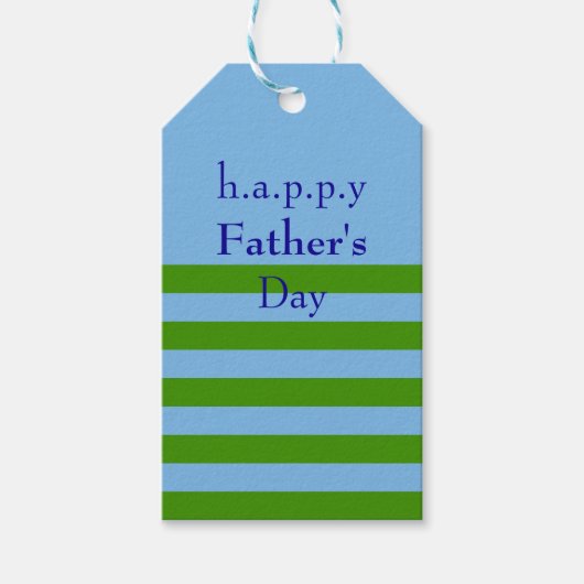 Custom All-Occasion Striped Spring Green and Blue ギフトタグ (正面)