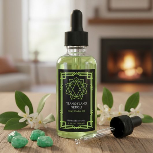 Custom Anahata Heart Chakra Essential Oil Label ワインラベル