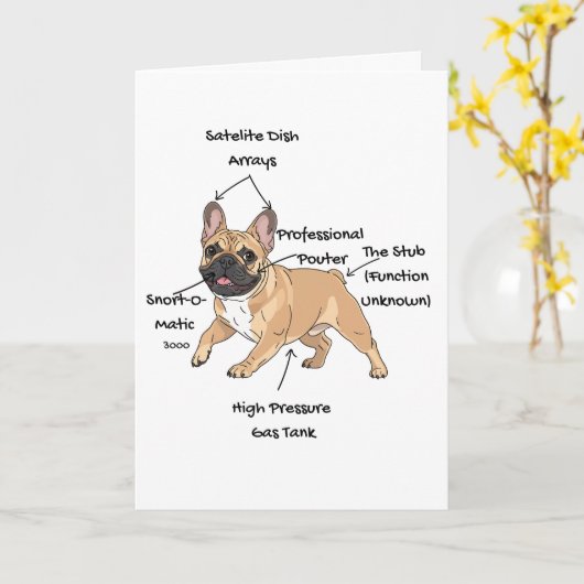 Custom Anatomy of a French Bulldog カード (黄色い花)