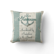 Custom Anchor Sunshine & Sand Green Stripe Coastal