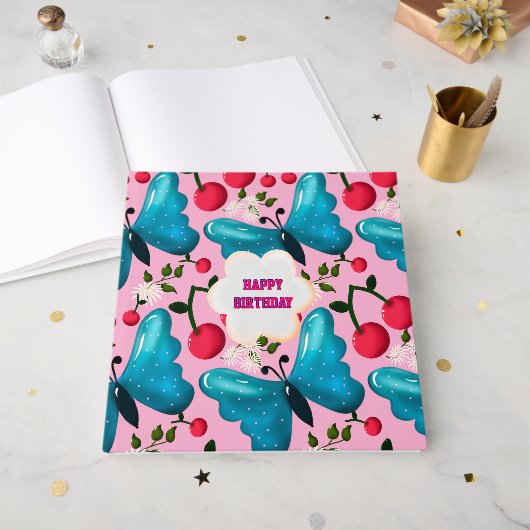 Custom and personalized cherry butterfly gift   ゲストブック (正面見開き)