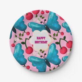 Custom and personalized cherry butterfly gift   ペーパープレート