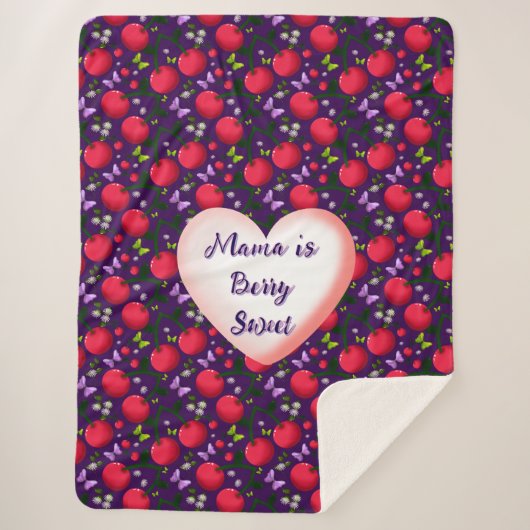 Custom and personalized Cute Cherry Butterfly  シェルパブランケット (正面)