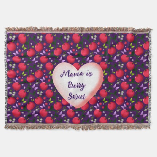 Custom and personalized Cute Cherry Butterfly  スローブランケット (正面)