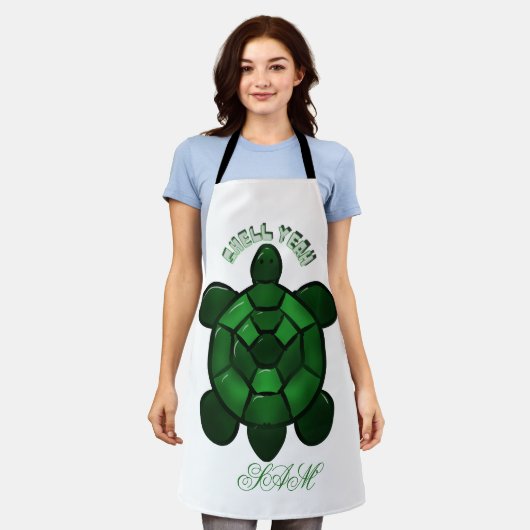 Custom and personalized Cute Turtle  エプロン (着用した状態)