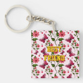 Custom and personalized floral Butterfly pattern  キーホルダー (正面)
