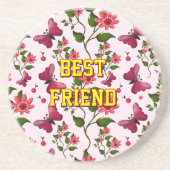 Custom and personalized floral Butterfly pattern  コースター (正面)