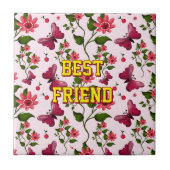 Custom and personalized floral Butterfly pattern  タイル (正面)