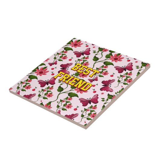 Custom and personalized floral Butterfly pattern  タイル (側面)