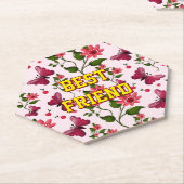 Custom and personalized floral Butterfly pattern  ペーパーコースター (アングル)