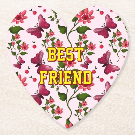 Custom and personalized floral Butterfly pattern  ペーパーコースター (正面)