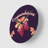 Custom and personalized floral Butterfly Pattern  ラウンド壁時計 (傾斜)