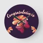 Custom and personalized floral Butterfly Pattern  ラウンド壁時計 (正面)