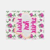 Custom and personalized floral pattern  フリースブランケット (正面(横))