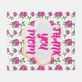 Custom and personalized floral pattern  フリースブランケット (正面(横))