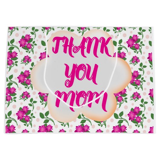 Custom and personalized floral pattern  ラージペーパーバッグ (正面)