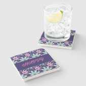 Custom and personalized floral Ping Pong Paddle ストーンコースター (横)