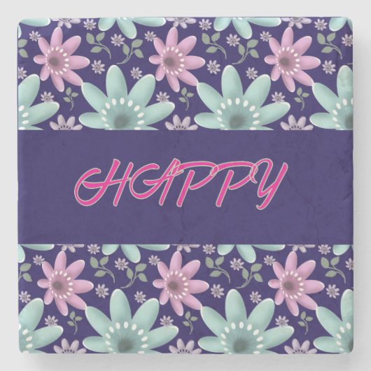 Custom and personalized floral Ping Pong Paddle ストーンコースター (正面)