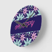 Custom and personalized floral Ping Pong Paddle ラウンド壁時計 (傾斜)