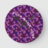 Custom and personalized floral Spiral Notebook ラウンド壁時計 (正面)