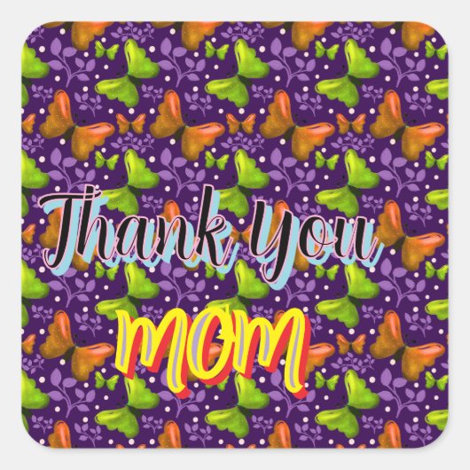 Custom and personalized gift butterfly Pattern   スクエアシール (正面)