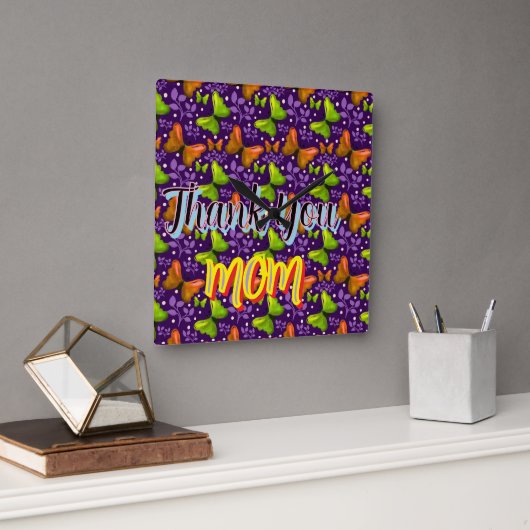 Custom and personalized gift butterfly Pattern   スクエア壁時計 (オフィス)