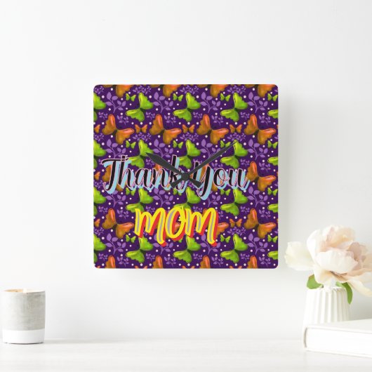 Custom and personalized gift butterfly Pattern   スクエア壁時計 (ホーム)