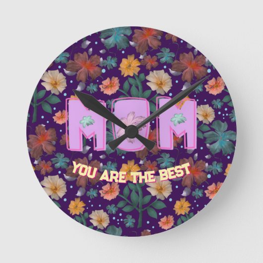 Custom and personalized mother's day gift  lumbar ラウンド壁時計 (正面)