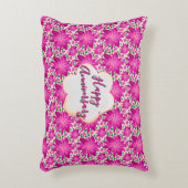 Custom and personalized pink floral  アクセントクッション (正面(垂直))