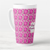 Custom and personalized pink floral  カフェラテマグ (左アングル)