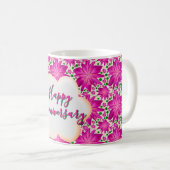 Custom and personalized pink floral  コーヒーマグカップ (正面右)