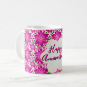 Custom and personalized pink floral  コーヒーマグカップ (正面左)