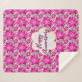 Custom and personalized pink floral  シェルパブランケット (正面(横))