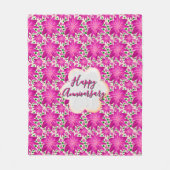 Custom and personalized pink floral  フリースブランケット (正面)