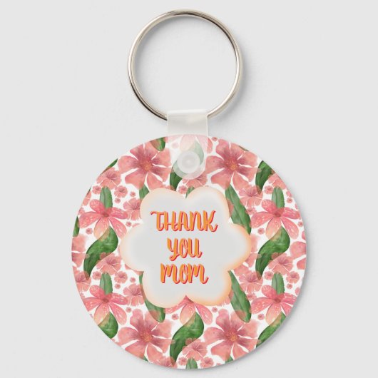 Custom and personalized Thank You Mom Watercolor キーホルダー (正面)