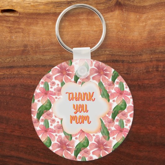 Custom and personalized Thank You Mom Watercolor キーホルダー (正面)