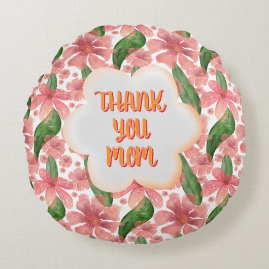 Custom and personalized Thank You Mom Watercolor ラウンドクッション (正面)