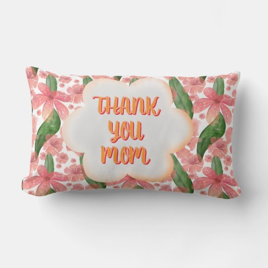 Custom and personalized Thank You Mom Watercolor ランバークッション (正面)