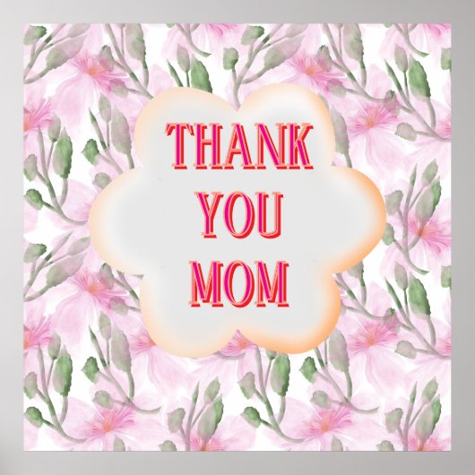 Custom and personalized Thank You Mom Watercolor W ポスター (正面)