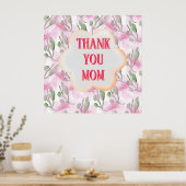 Custom and personalized Thank You Mom Watercolor W ポスター (キッチン)