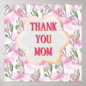 Custom and personalized Thank You Mom Watercolor W ポスター (正面)