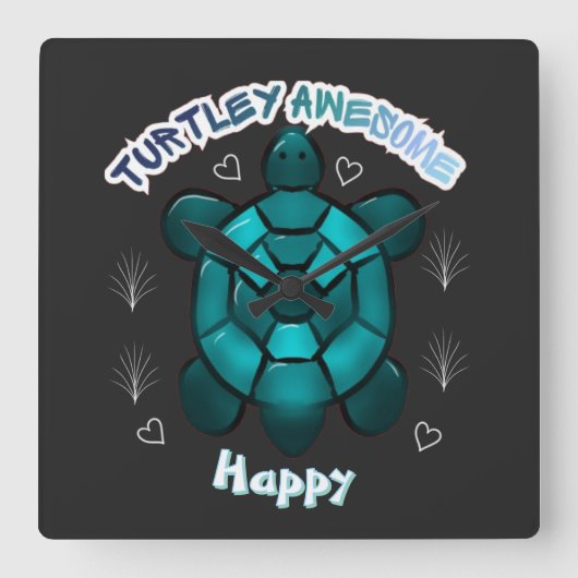 Custom and personalized turtle lover gift  スクエア壁時計 (正面)
