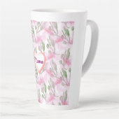 Custom and Personalized  watercolor floral gift  カフェラテマグ (右アングル)