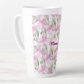 Custom and Personalized  watercolor floral gift  カフェラテマグ (左アングル)