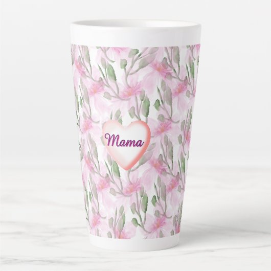 Custom and Personalized  watercolor floral gift  カフェラテマグ (正面)